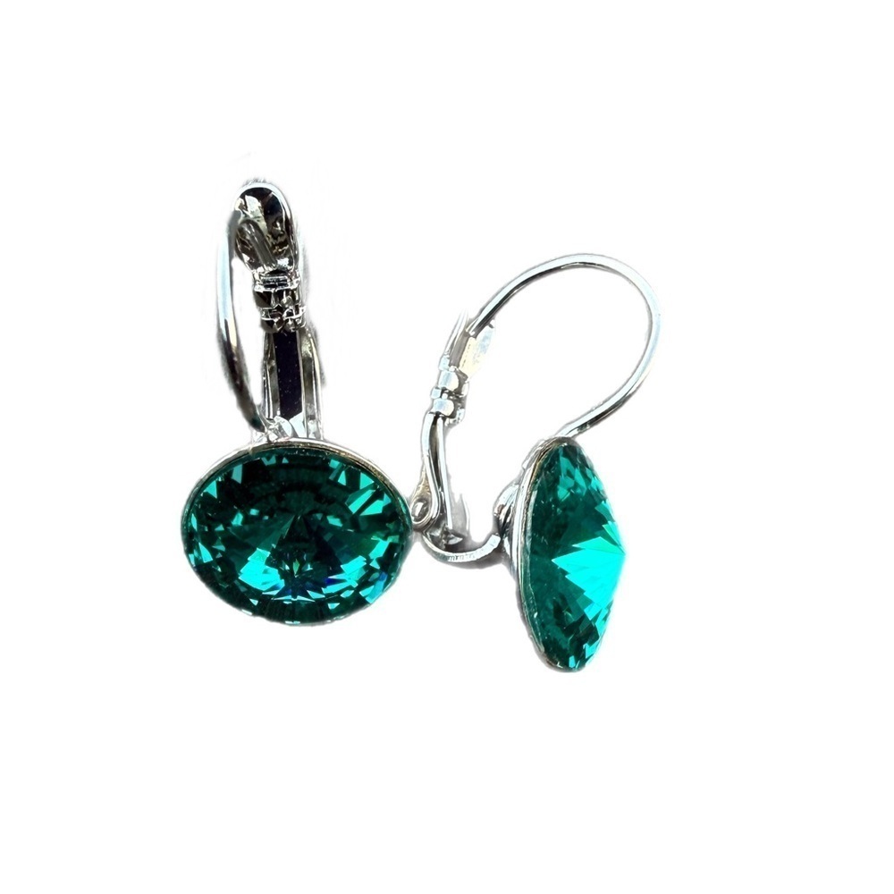Handcrafted earrings with green Swarovski crystal - Picture 4 of 4